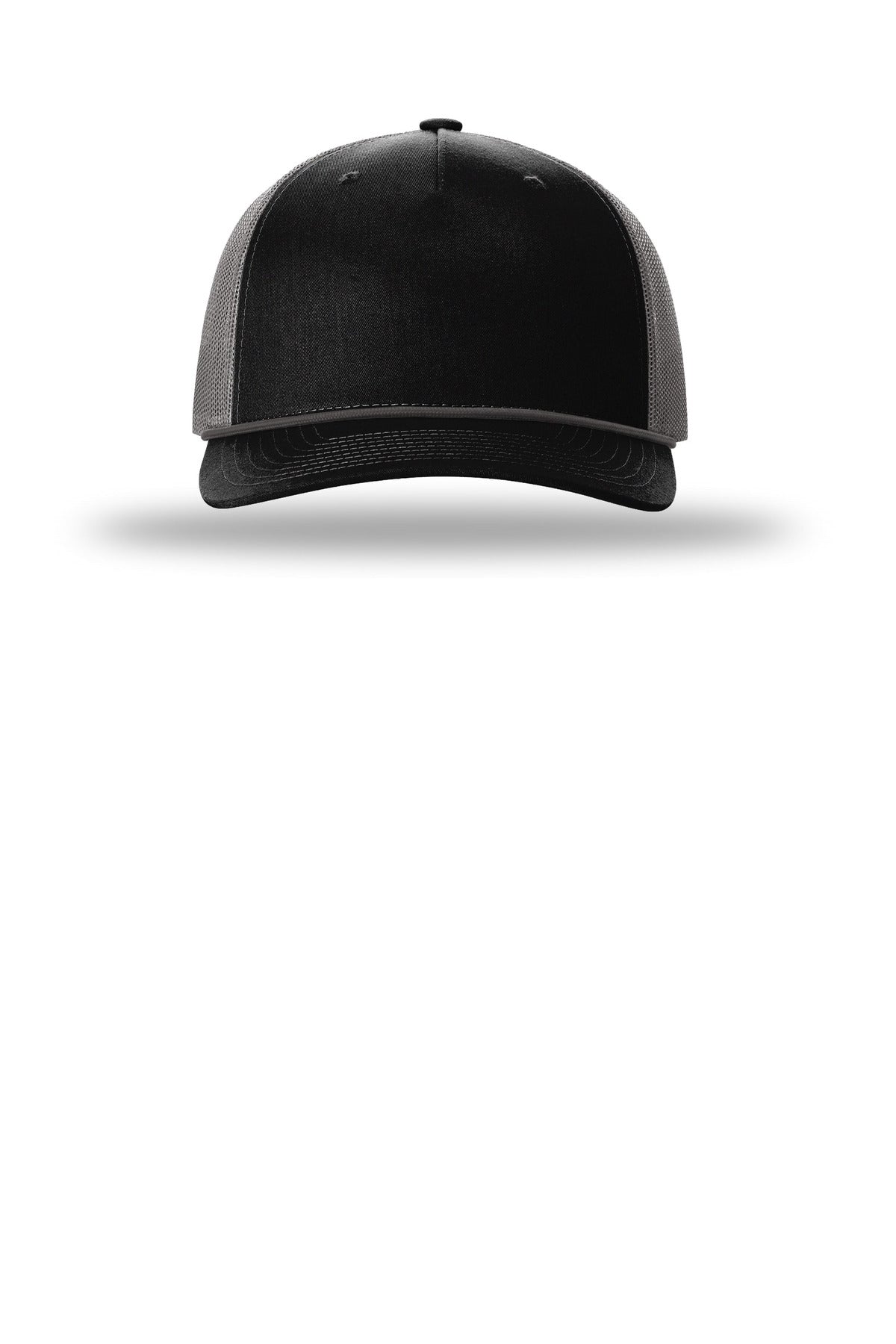 Richardson Five-Panel with Rope — 112FPR — Black/ Charcoal/ Charcoal flat front