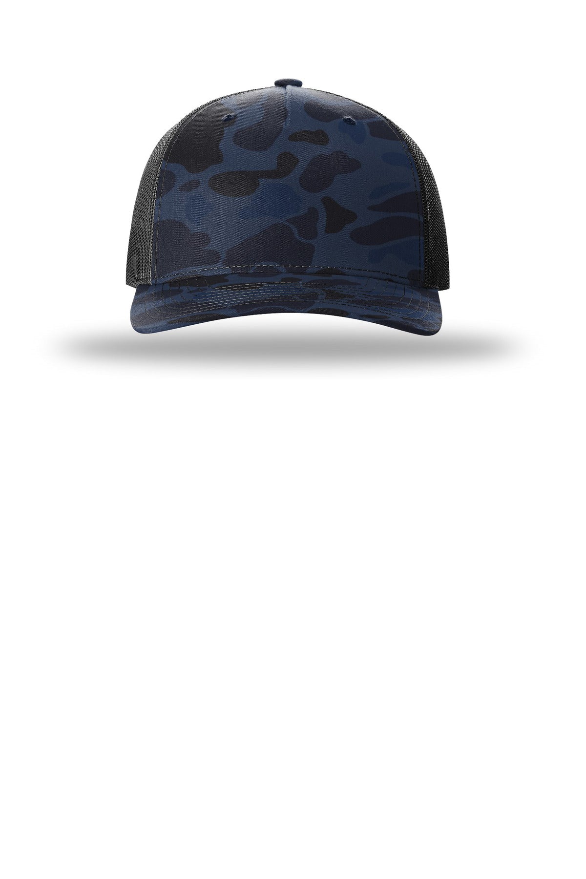 Richardson Camo Pattern Five Panel Trucker Hat — 112PFP — Admiral Duck Camo/ Black flat front