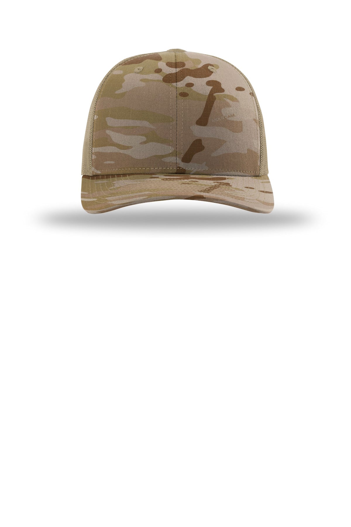 Richardson Printed Tactical Trucker — 112PT — Multicam Arid/ Tan flat front