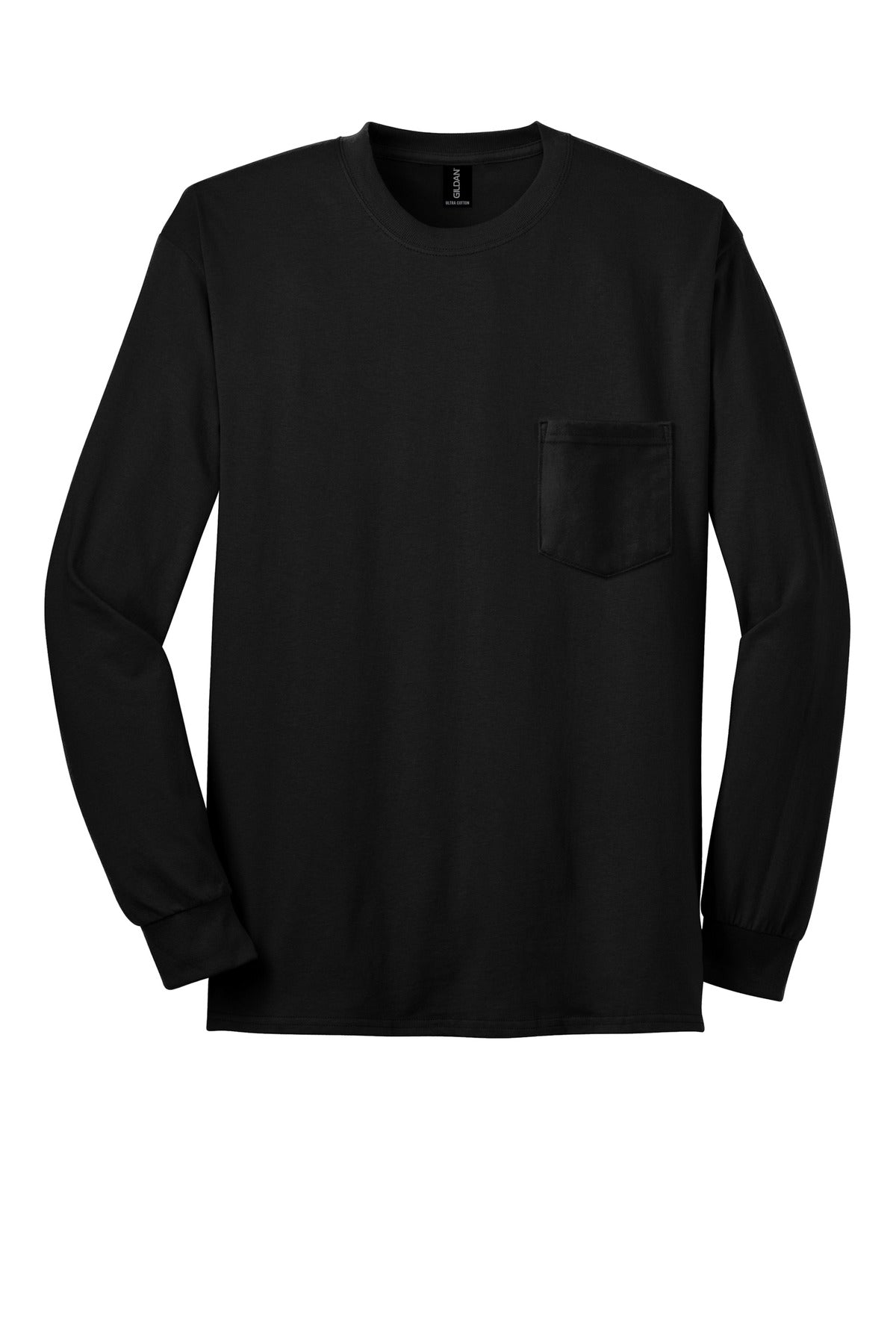 Canada - Gildan Ultra Cotton Long Sleeve Pocket T-shirt — 2410 — Black flat front