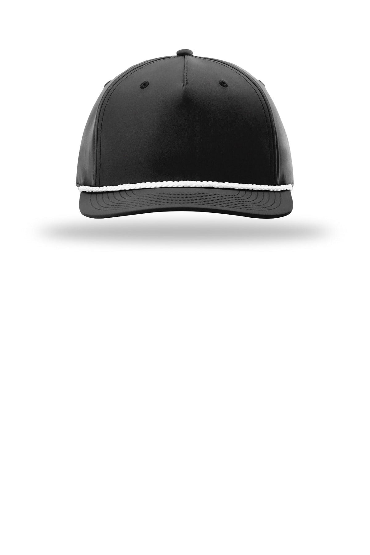 Richardson Five-Panel Classic Rope Baseball Hat - Embroidered — 258 — Black/ White flat front