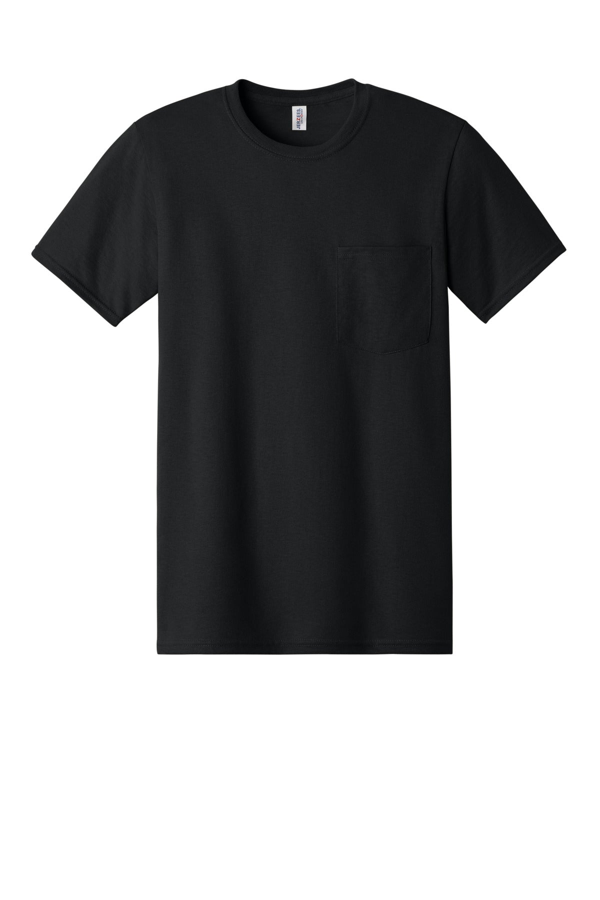 Jerzees 50/50 Pocket T-shirt — 29MP — Black flat front