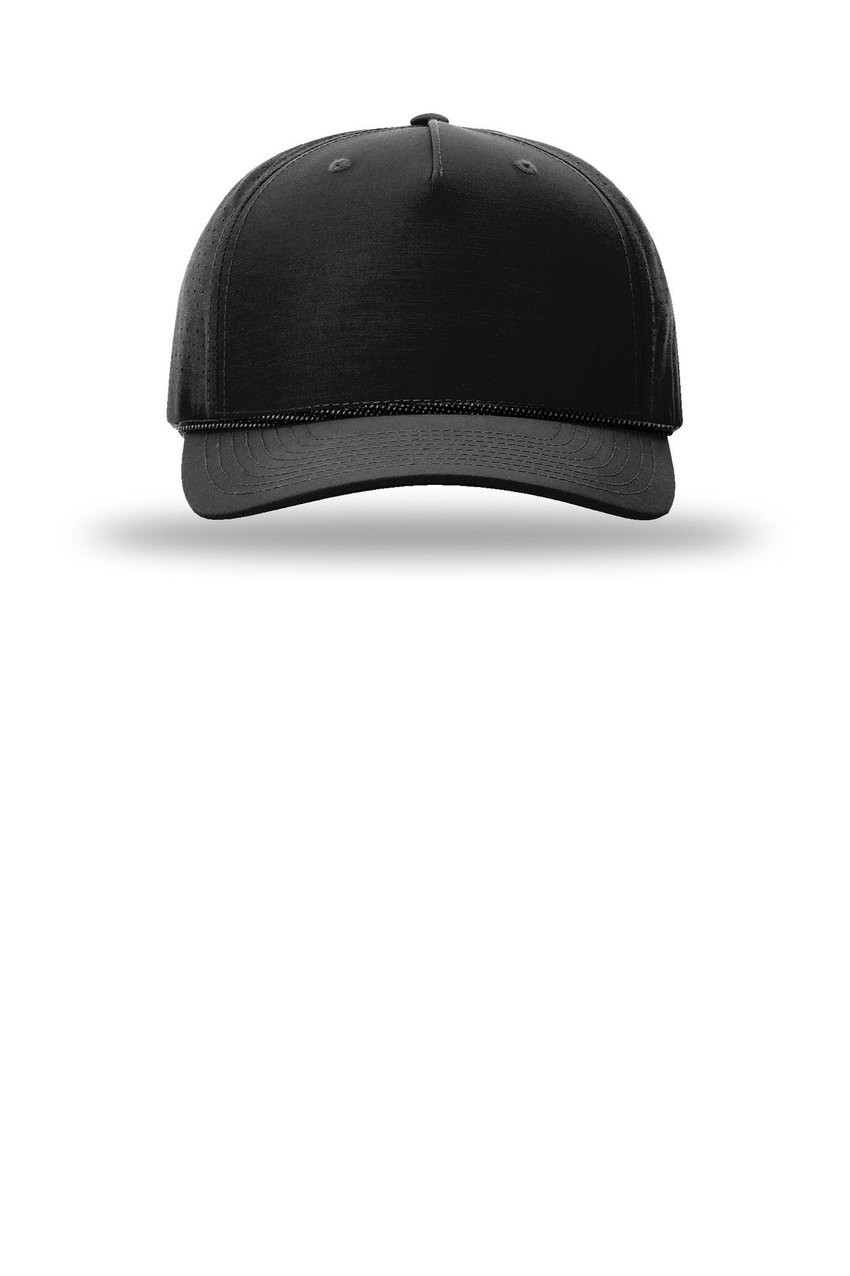 Richardson Rope Perforated Performance Baseball Hat - Printed — 355 — Black/ Black Grey flat front