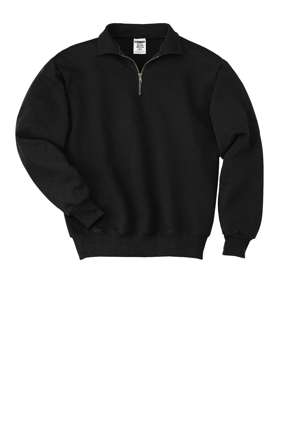 Jerzees Super Sweats 50/50 Quarter Zip Sweatshirt - Embroidered — 4528M — Black flat front