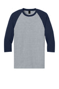 Gildan Heavy Cotton 3/4 Sleeve Raglan T-shirt — 5700 — Sport Grey Trim Navy flat front