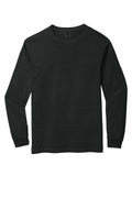 Comfort Colors 100% Cotton Long Sleeve T-Shirt - Embroidered — 6014 — Black flat front