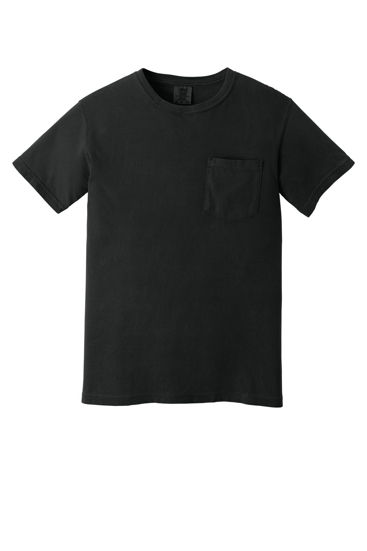 Comfort Colors 100% Cotton Pocket T-shirt - Embroidered — 6030 — Black flat front