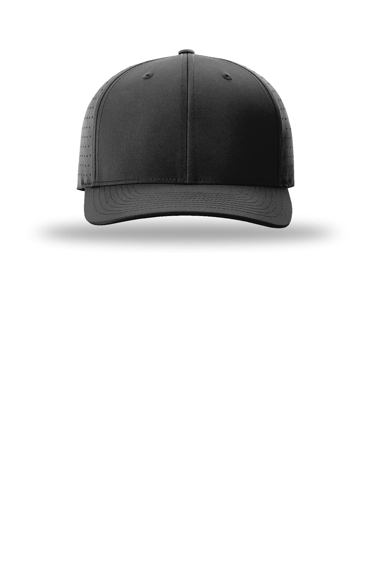 Richardson Laser Perf R-Flex Snapback Baseball Hat - Embroidered — 632 — Black flat front