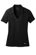 Nike Women's Dri-FIT Vertical Mesh Polo — 637165 — Black flat front