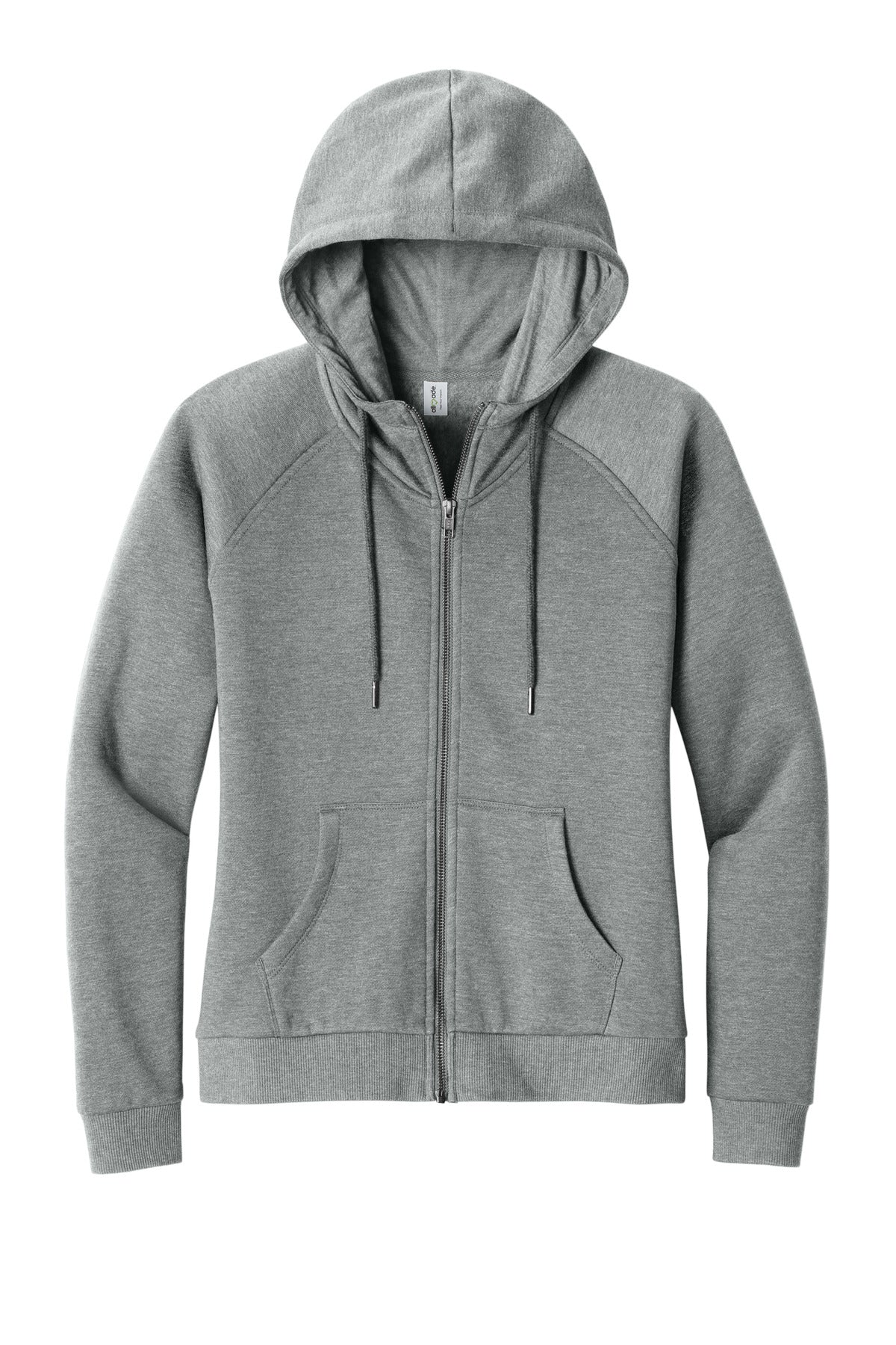 Allmade Women's Organic Jersey Blend Fleece Zip Hoodie — AL5003 — Aluminum Grey Heather flat front