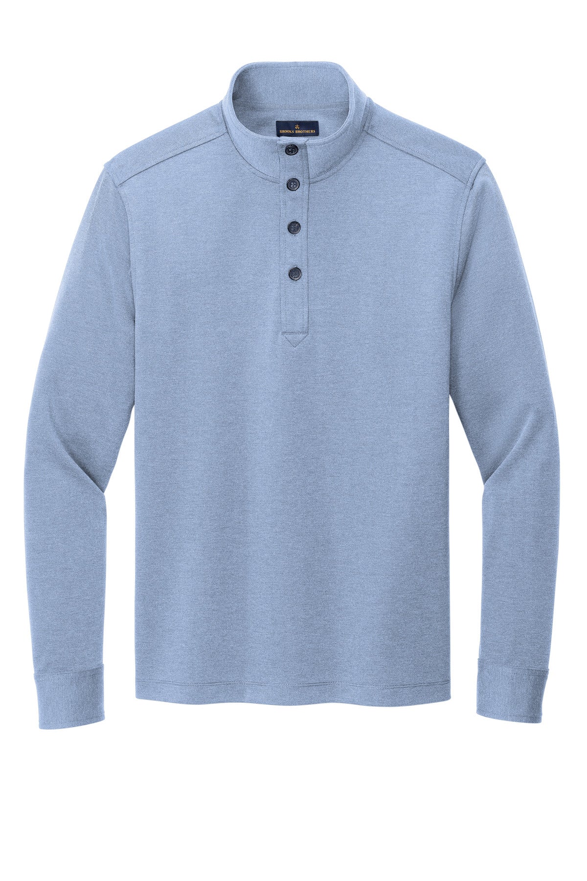 Brooks Brothers Mid-Layer Stretch Half Button Sweatshirt — BB18202 — Aegean Blue Heather flat front
