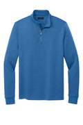 Brooks Brothers Double-Knit Quarter Zip Sweatshirt — BB18206 — Charter Blue flat front