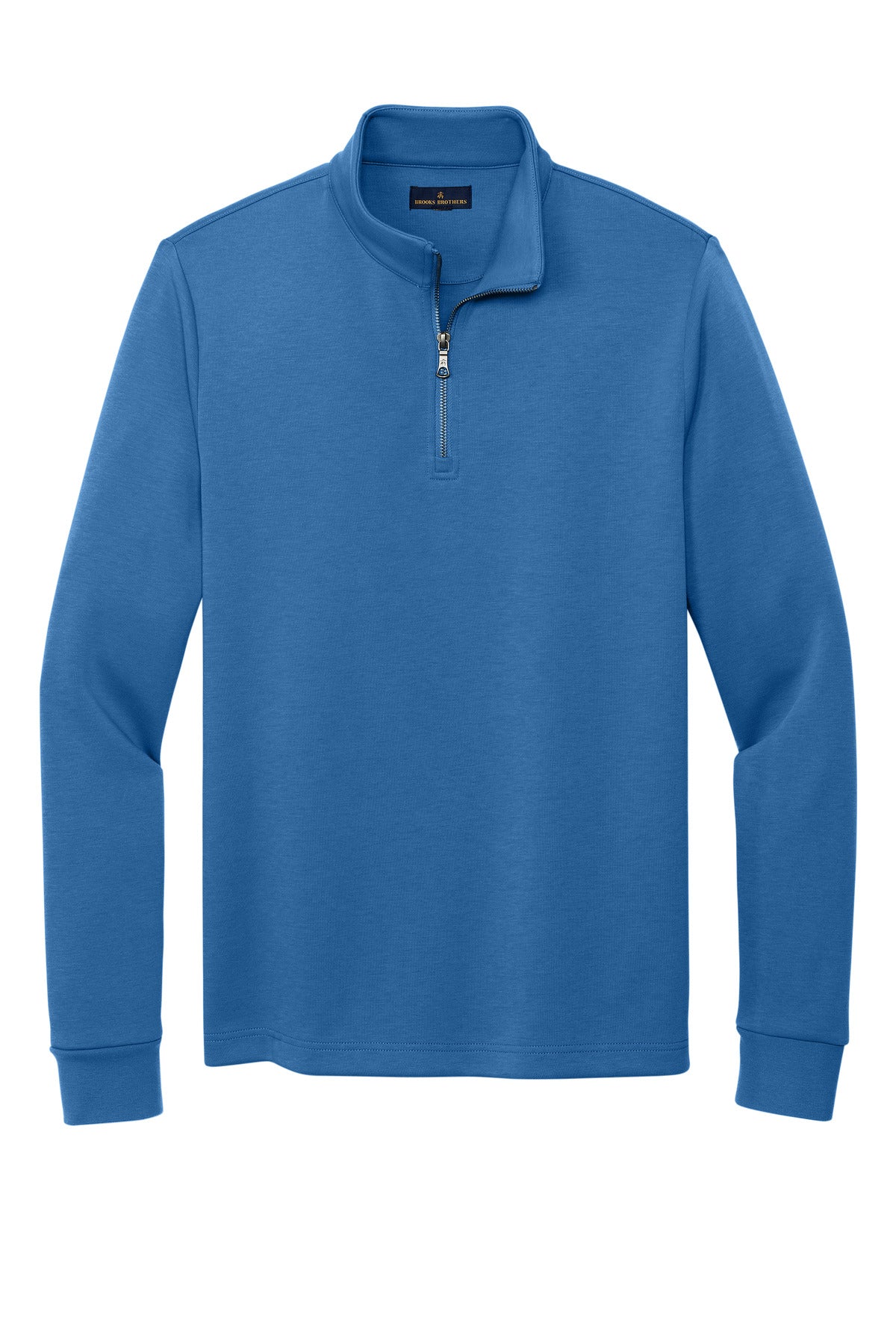 Brooks Brothers Double-Knit Quarter Zip Sweatshirt — BB18206 — Charter Blue flat front