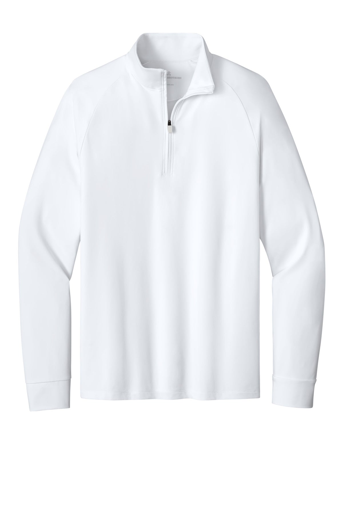 Brooks Brothers Luxe Performance Recycled UPF 50+ Quarter Zip Pullover — BB18214 — White flat front