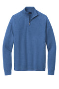 Brooks Brothers Stretch Quarter Zip Sweatshirt — BB18402 — Charter Blue Heather flat front