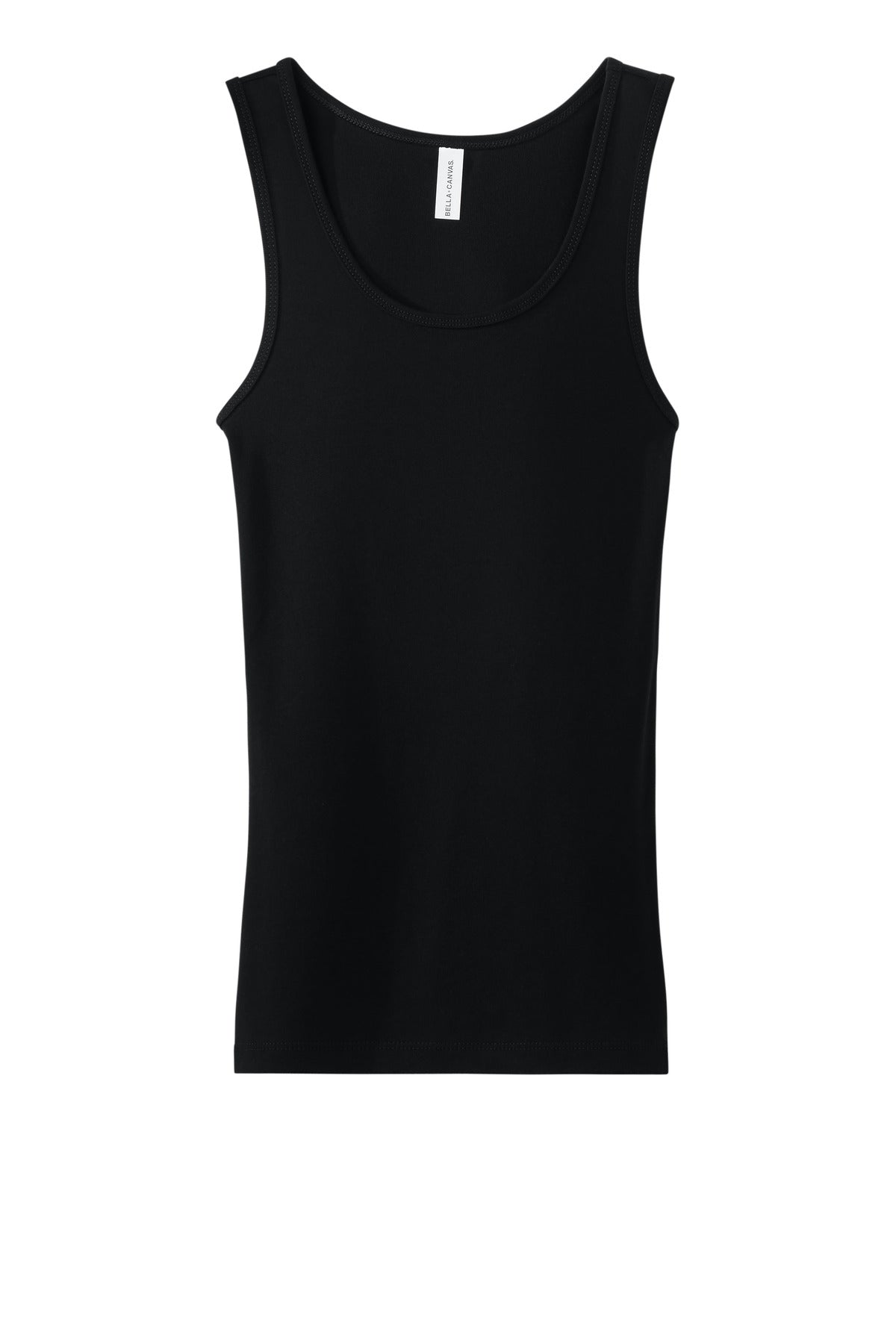 Bella + Canvas  Women's Micro Rib Midweight Tank — BC1080 — Black flat front