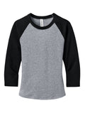 Bella + Canvas Women's Micro Rib 3/4 Raglan Cropped T-shirt — BC1200 — Athletic Heather/ Black flat front