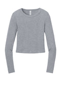 Bella + Canvas Women's Micro Rib Long Sleeve Crop T-shirt — BC1501 — Athletic Heather flat front