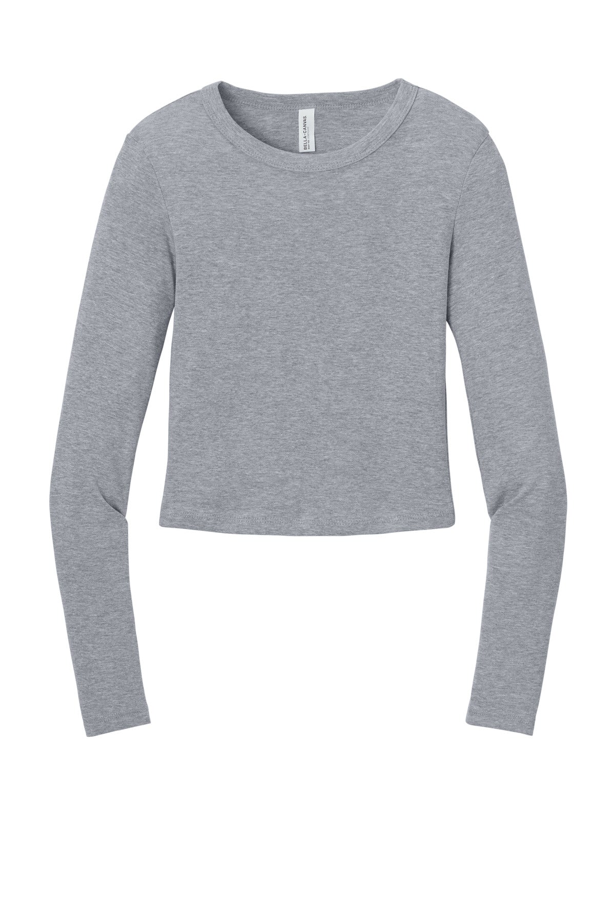Bella + Canvas Women's Micro Rib Long Sleeve Crop T-shirt — BC1501 — Athletic Heather flat front