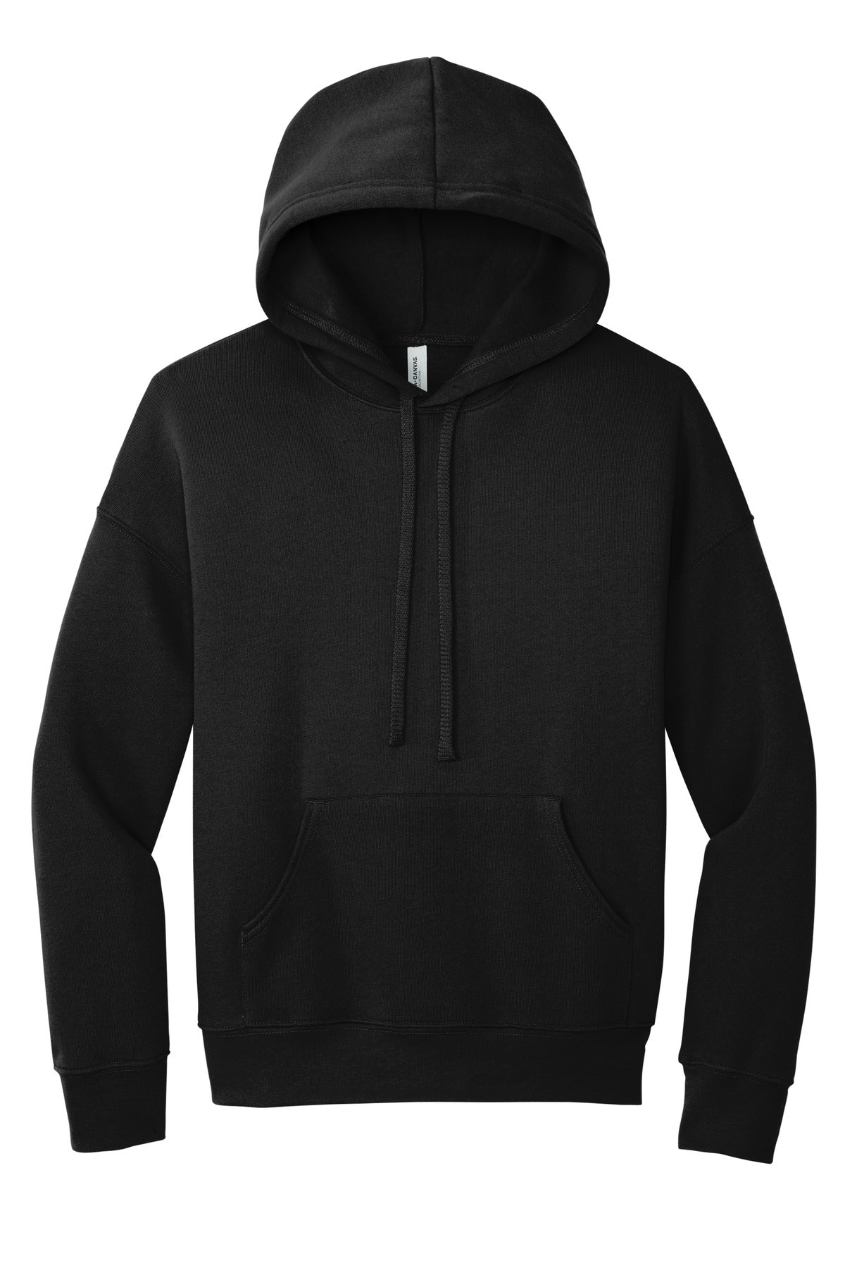 Bella + Canvas Ultra Soft Drop Shoulder Pullover Hoodie — BC3729 — Black flat front