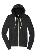 Bella + Canvas Tri-Blend Zip Hoodie — BC3909 — Charcoal-Black Triblend flat front