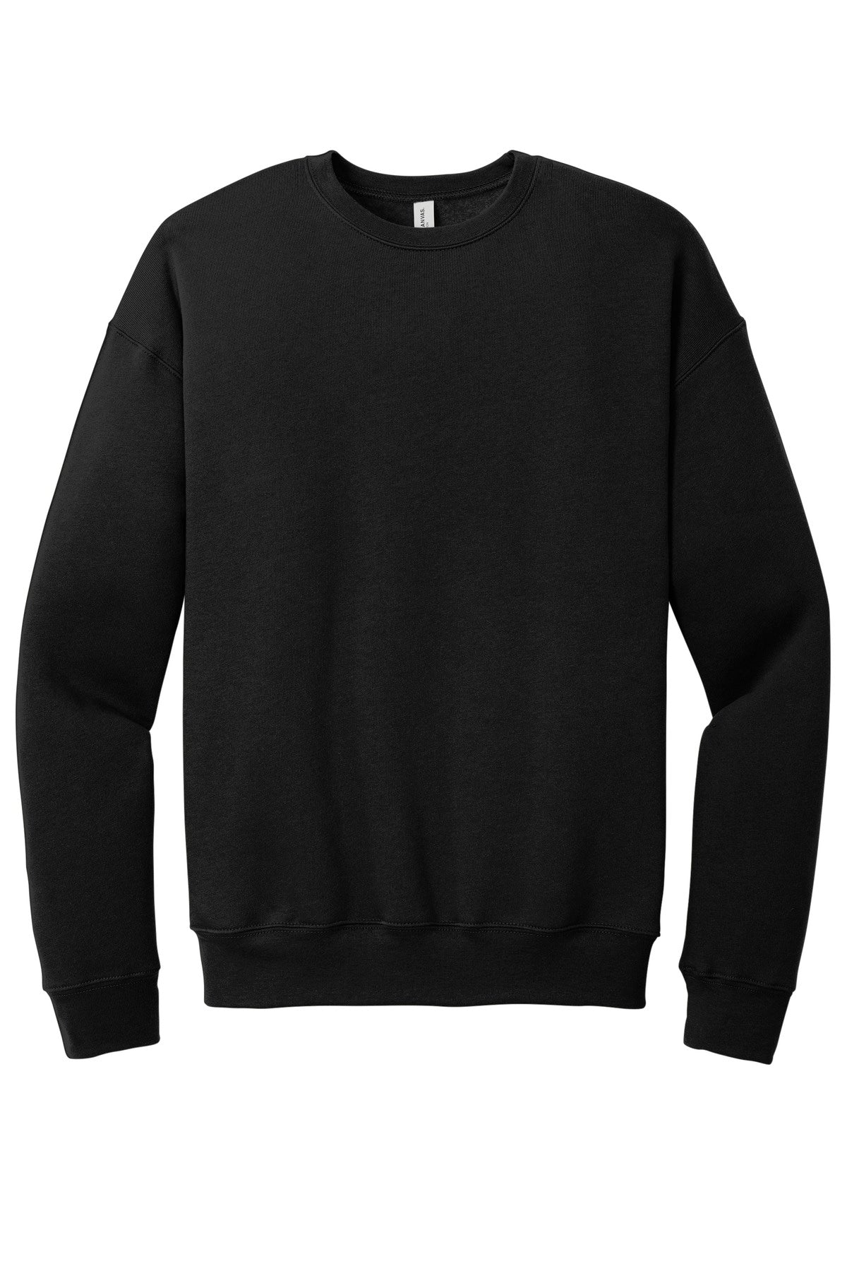 Bella + Canvas Ultra Soft Drop Shoulder Crewneck Sweatshirt — BC3945 — Black flat front