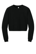 Bella + Canvas Women's Cropped Crewneck Sweatshirt — BC7505 — Black flat front