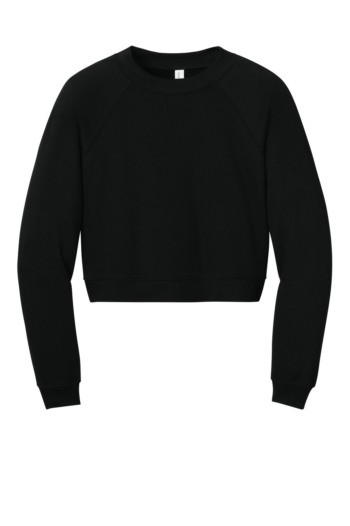 Bella + Canvas Women's Cropped Crewneck Sweatshirt — BC7505 — Black flat front