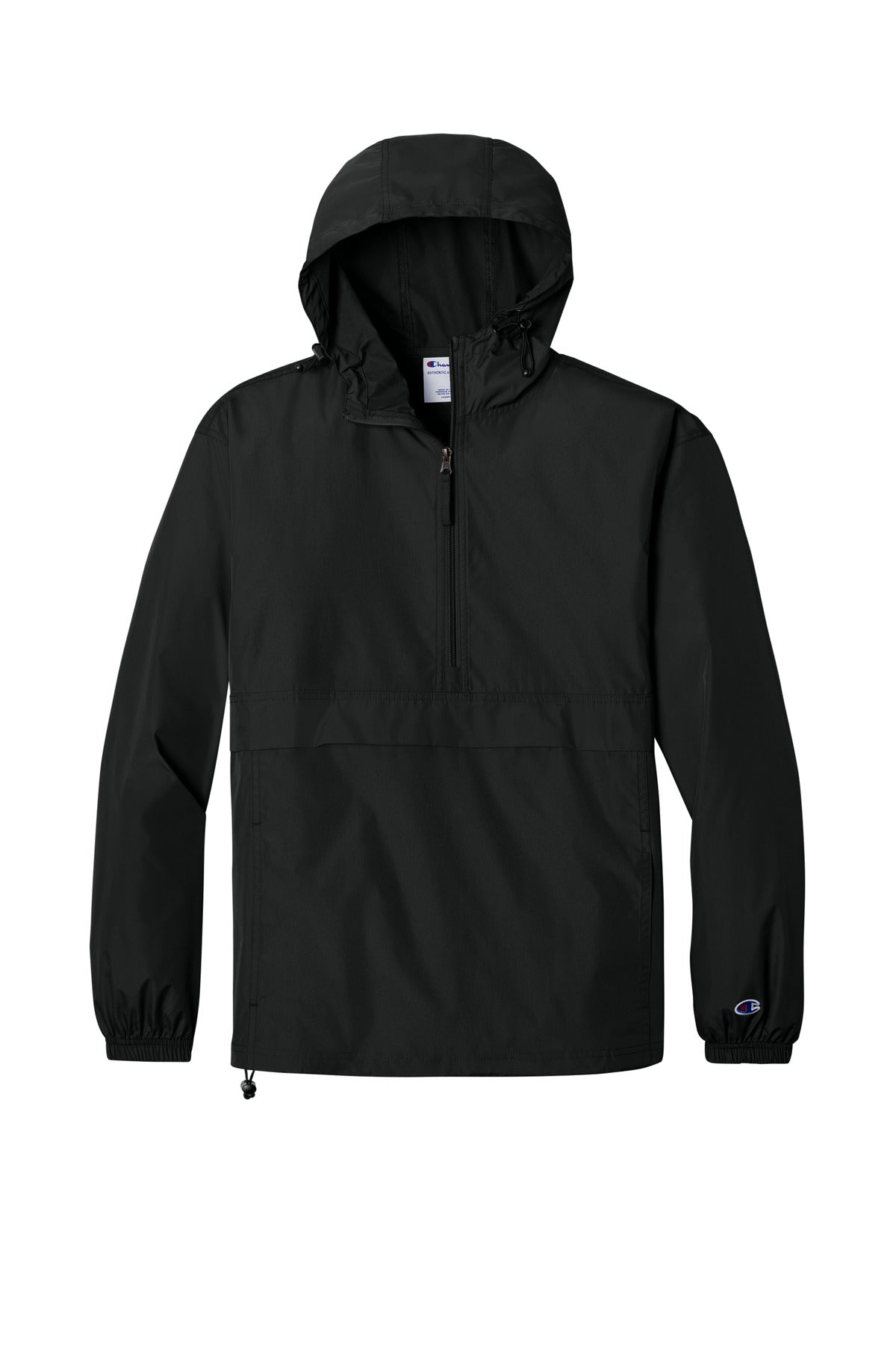 Champion Packable Half Zip Windbreaker Jacket — CO200 — Black flat front