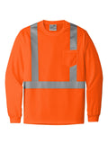 CornerStone Class 2 Mesh Long Sleeve Safety Pocket T-shirt — CS201 — Safety Orange flat front