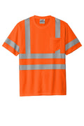 CornerStone Class 3 Mesh Safety Pocket T-shirt — CS202 — Safety Orange flat front