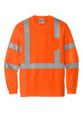 CornerStone Class 3 Mesh Long Sleeve Safety Pocket T-shirt — CS203 — Safety Orange flat front