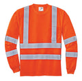 CornerStone Class 3 Snag-Resistant Safety Long Sleeve T-shirt — CS409 — Safety Orange flat front