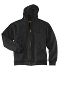 CornerStone Heavyweight Thermal Lined Zip Hoodie — CS620 — Black flat front