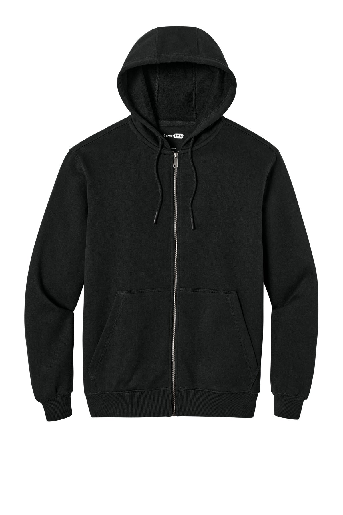 CornerStone Tough Fleece Zip Hoodie — CSF631 — Black flat front
