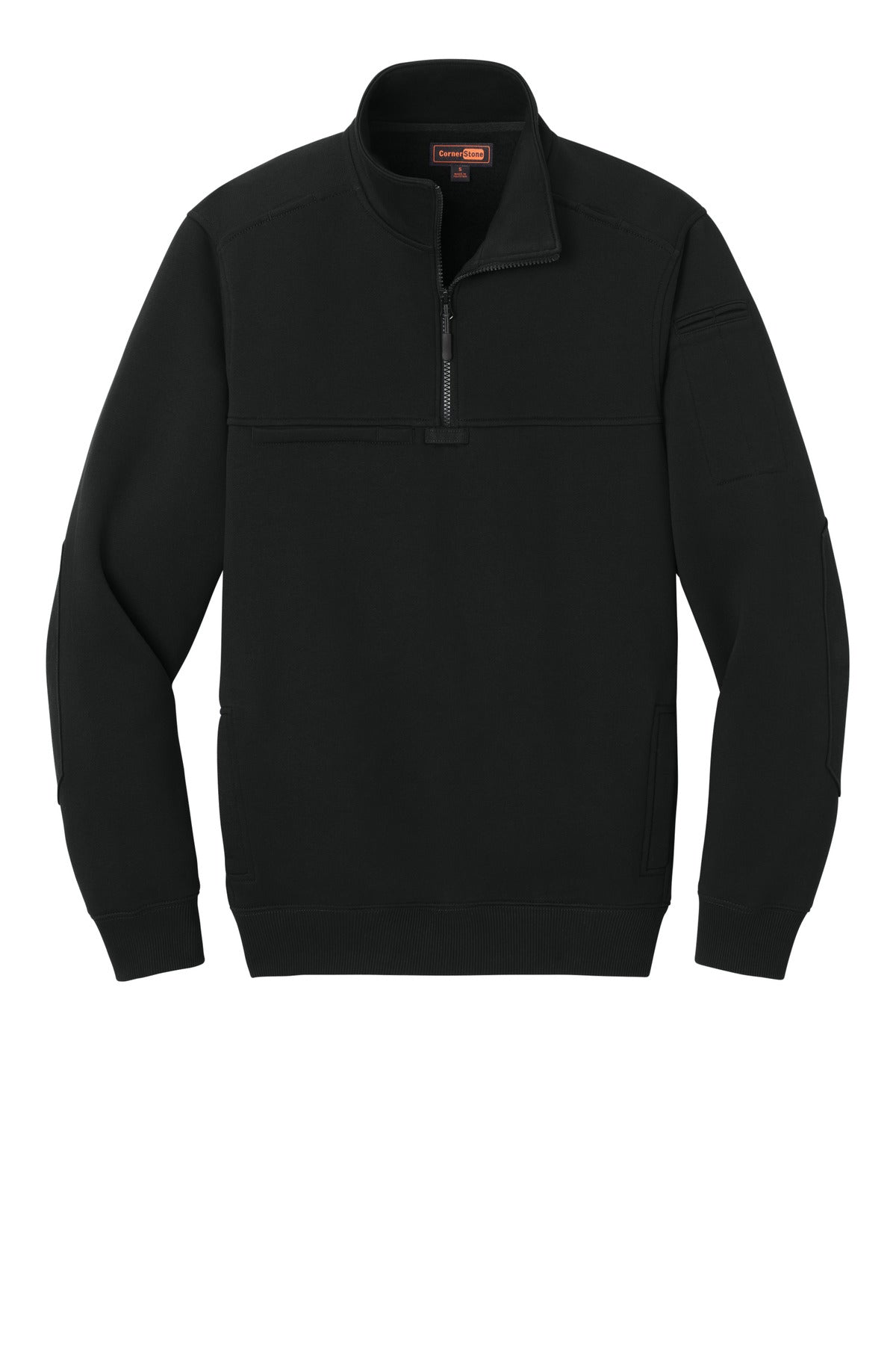 CornerStone Tough Fleece Quarter Zip Job Shirt — CSF635 — Black flat front