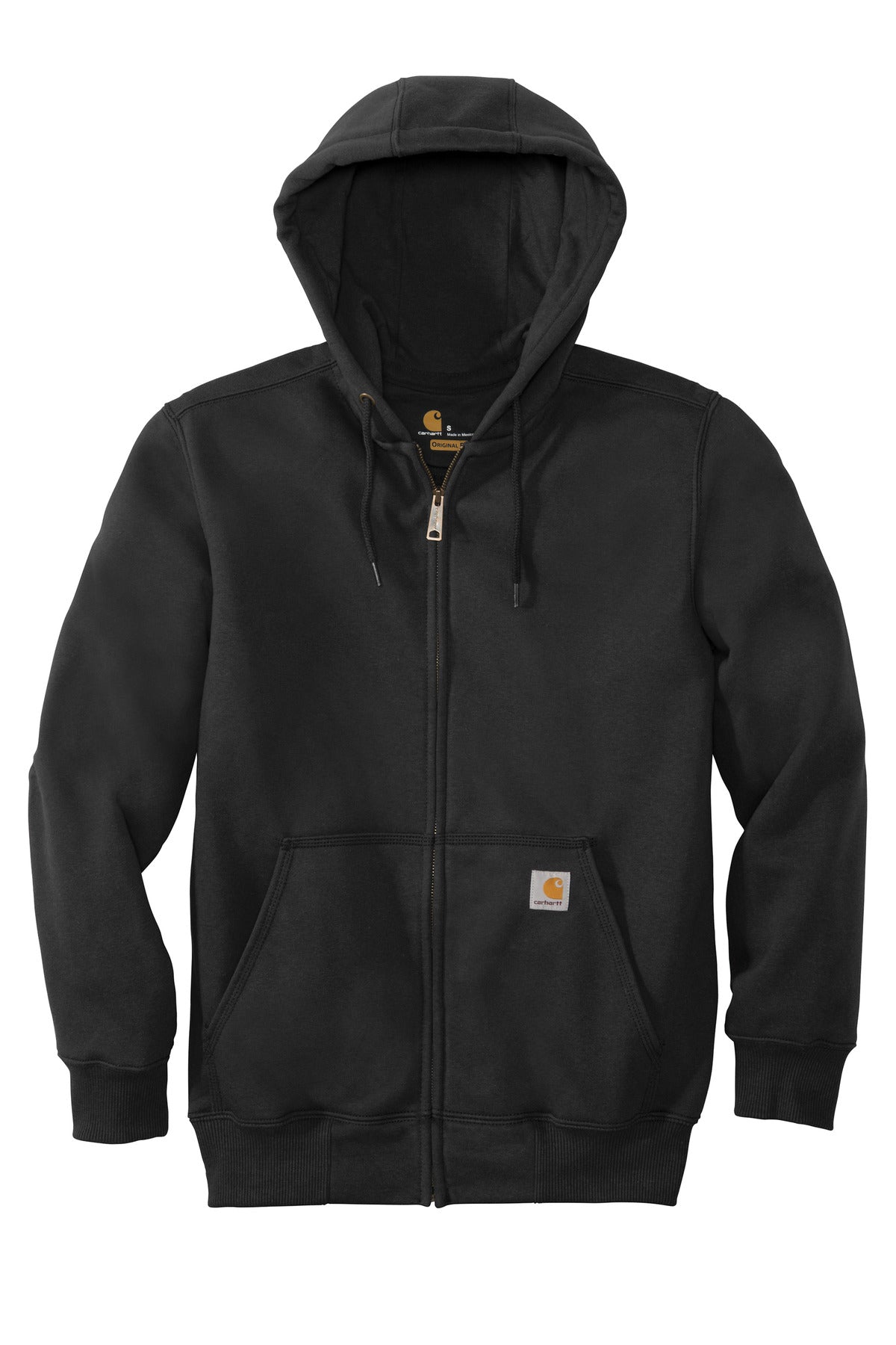 Carhartt Rain Defender Paxton Heavyweight Zip Hoodie - Embroidered — CT100614 — Black flat front