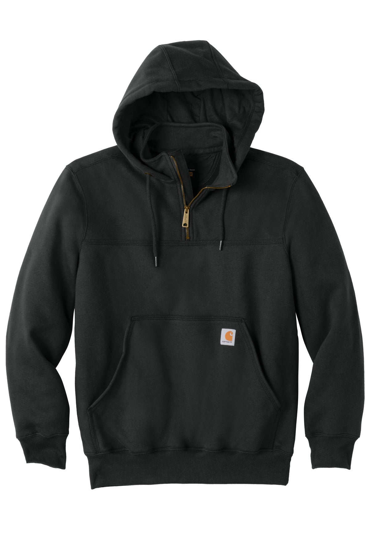 Carhartt Rain Defender Paxton Heavyweight Quarter Zip Hoodie - Embroid — CT100617 — Black flat front