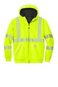 Carhartt Class 3 Heavyweight Safety Zip Hoodie — CT104988 — Brite Lime flat front