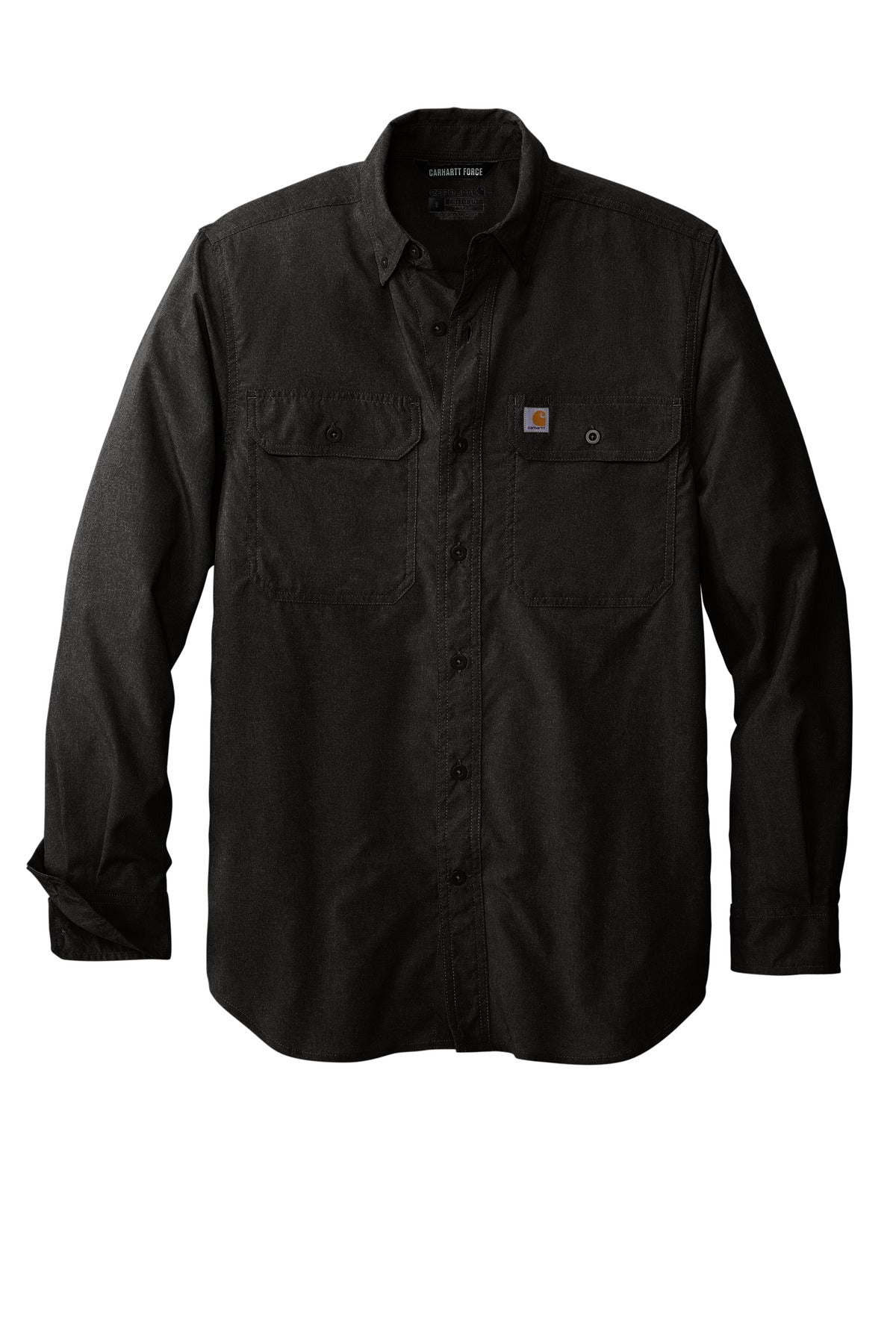 Carhartt Force  Solid Long Sleeve Shirt — CT105291 — Black flat front