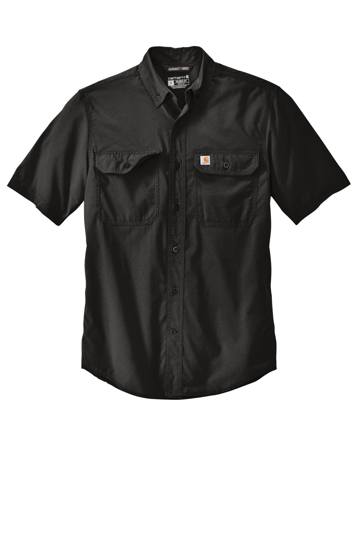 Carhartt Force  Solid Short Sleeve Shirt — CT105292 — Black flat front