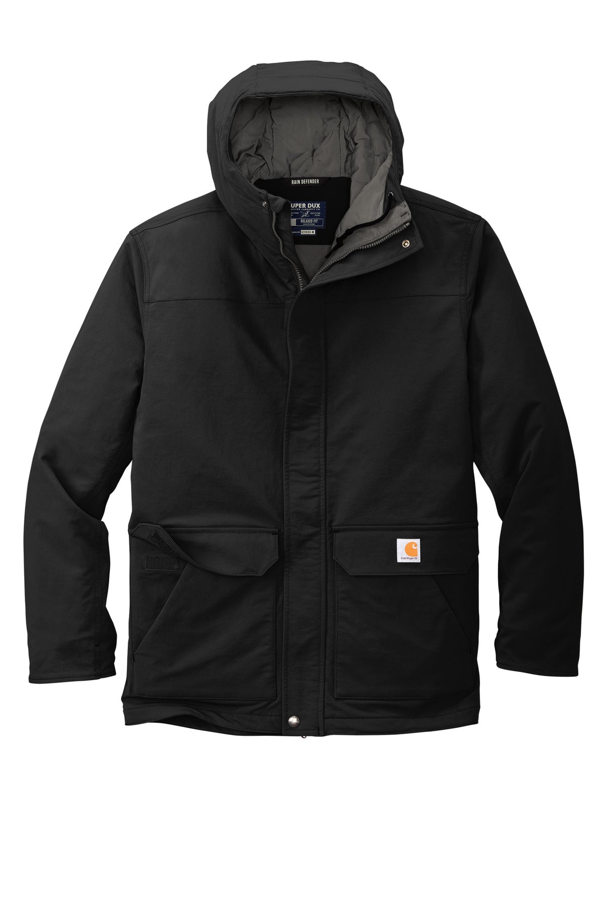 Carhartt  Super Dux  Insulated Hooded Coat CT1 — CT105533 — Black flat front