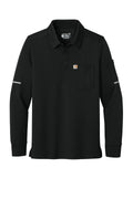 Carhartt  FLD & RSCU Long Sleeve Polo — CTC16129 — Black flat front