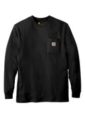 Carhartt Workwear Crewneck Long Sleeve Pocket T-shirt - Embroidered — CTK126 — Black flat front