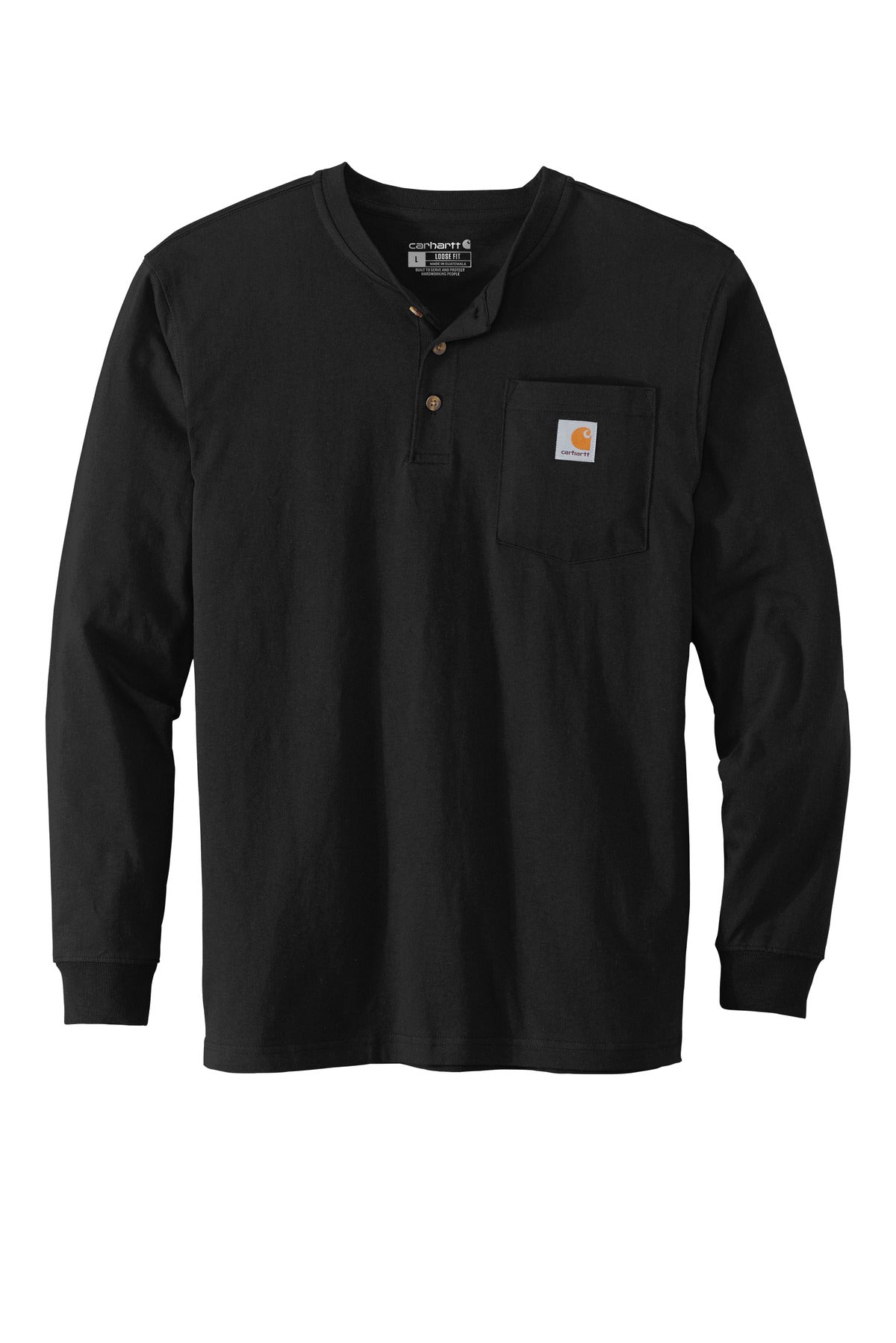 Carhartt Long Sleeve Henley Shirt — CTK128 — Black flat front