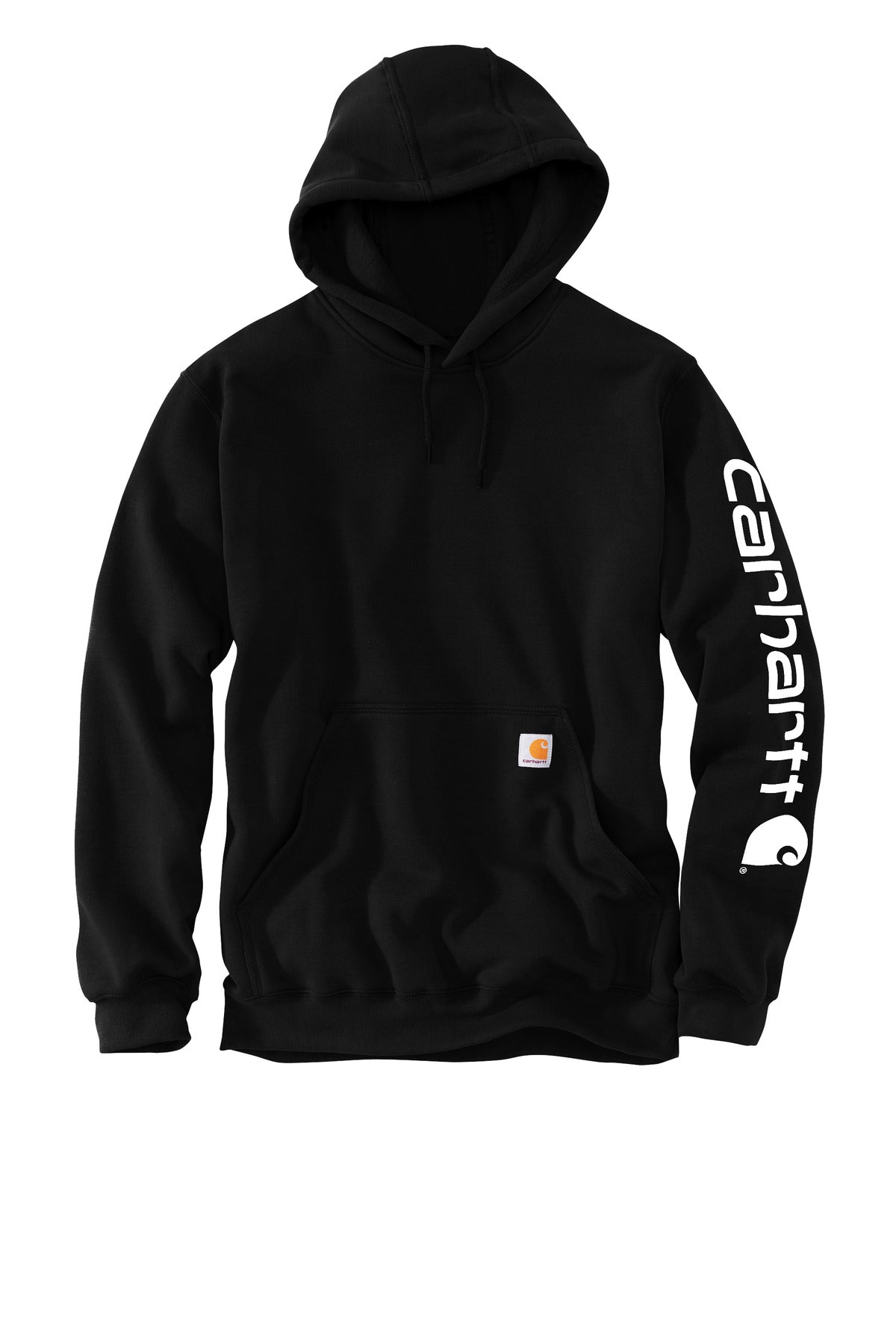 Carhartt Midweight Logo Pullover Hoodie - Embroidered — CTK288 — Black flat front