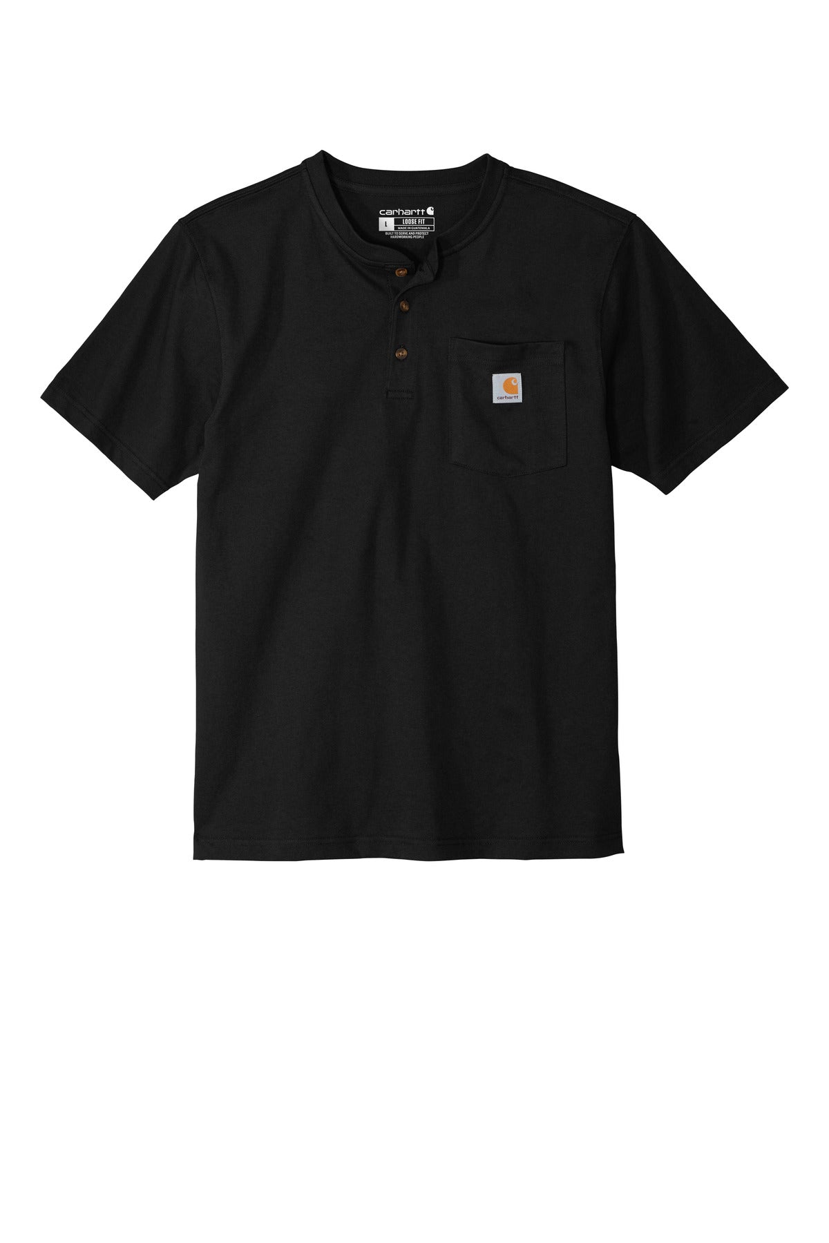 Carhartt Short Sleeve Henley Shirt — CTK84 — Black flat front