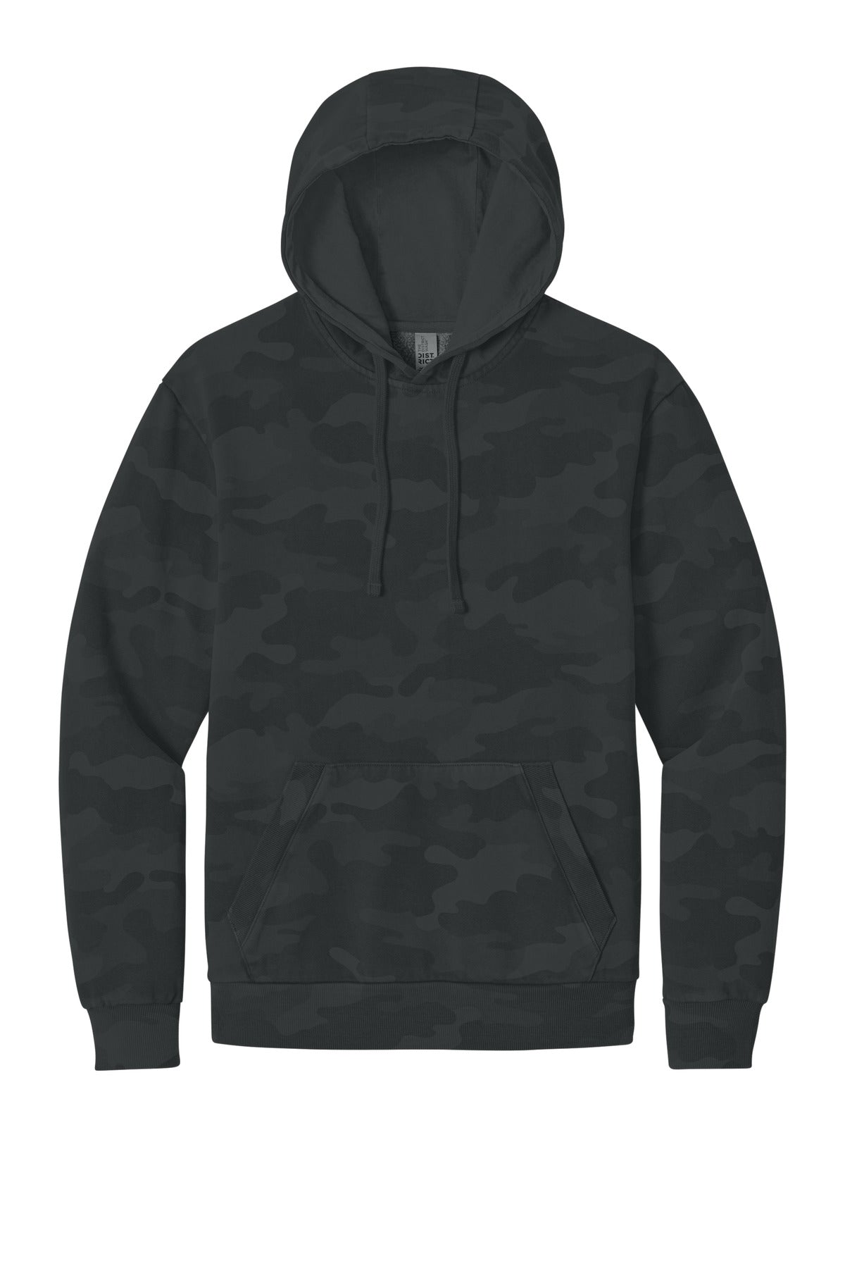 District Wash Camo Recycled Fleece Pullover Hoodie — DT2200C — Black flat front