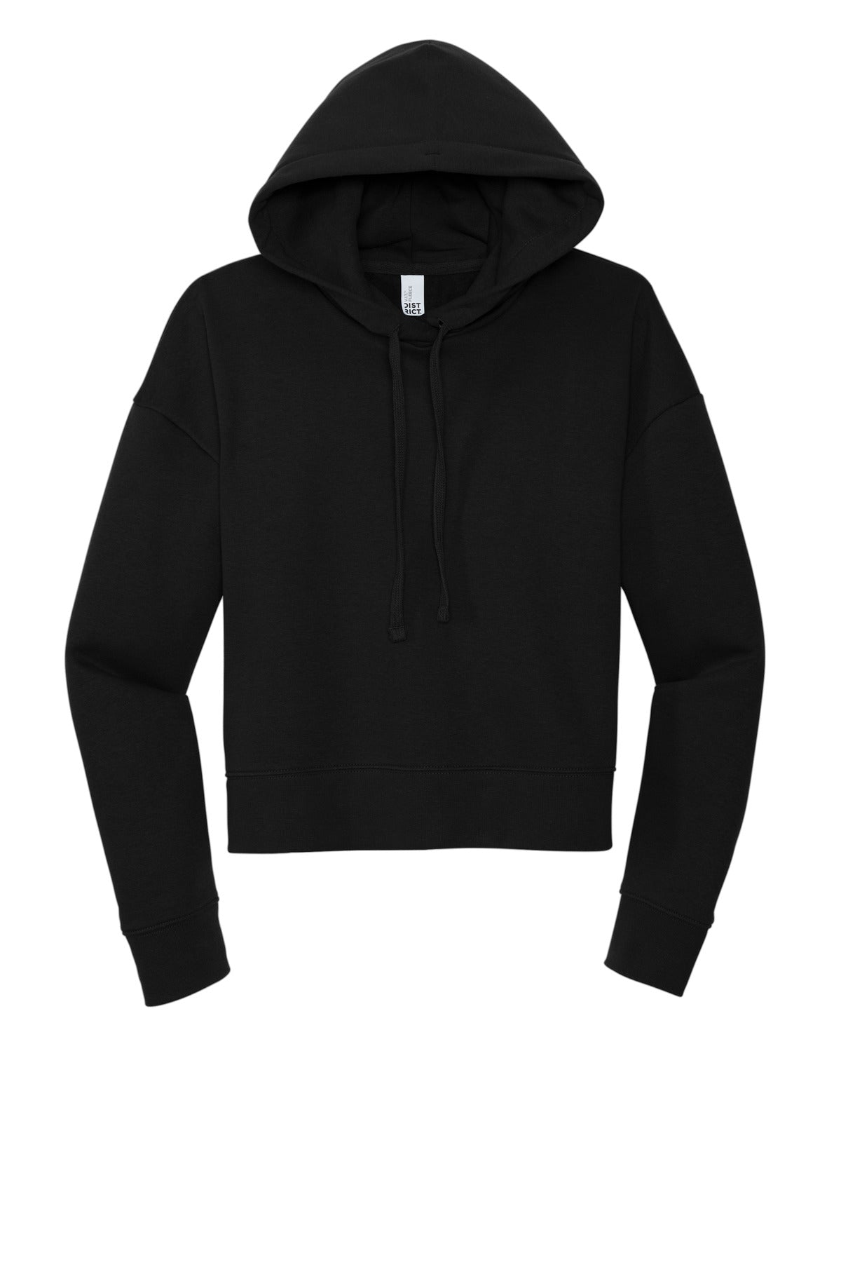 District Women's V.I.T. Drop Shoulder Pullover Hoodie — DT6101 — Black flat front