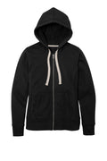 District Women's Re-Fleece Zip Hoodie — DT8103 — Black flat front